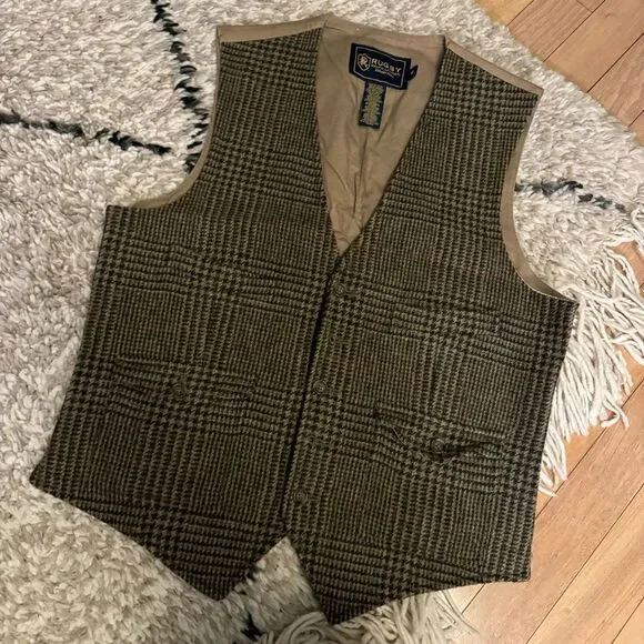 RUGBY RALPH LAUREN plaid brown vest - Picture 1 of 4